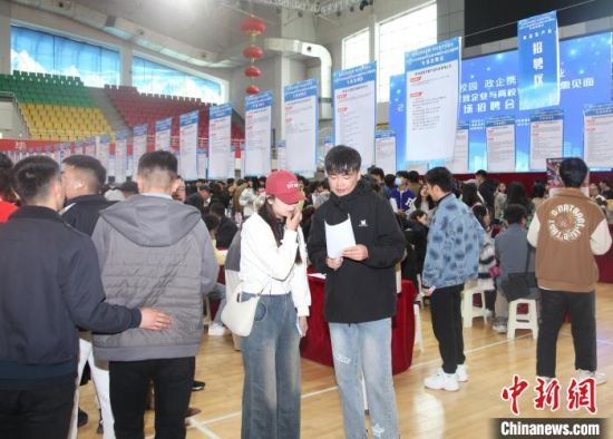 图为供需见面专场招聘会现场,吸引学生到场咨询应聘。 周福强摄 图为供需见面专场招聘会现场,吸引学生到场咨询应聘。 周福强摄